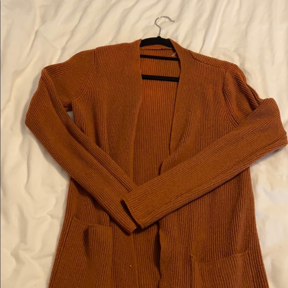 Burnt orange ribbed cardigan